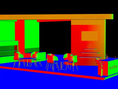 3 side Open Exhibition Booth with Pink-White Accents 3D model