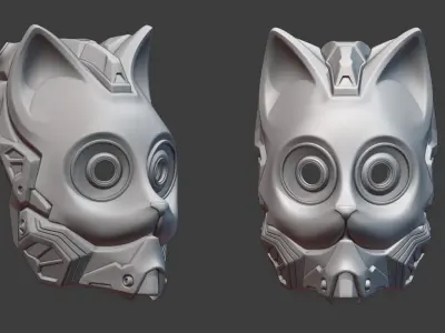 Neo Neko - cosplay cat mask- digital stl file for 3D-printing 3D print model
