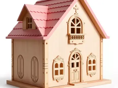 Charming Pink Dollhouse model pack Low-poly 3D model