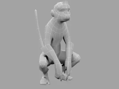 aniamted monkey Low-poly 3D model