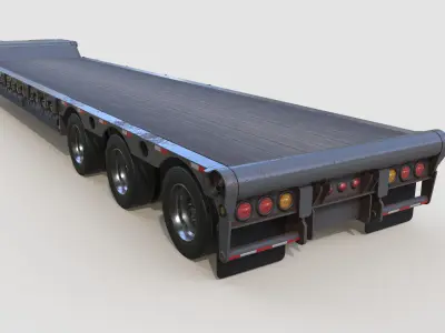 Oilfield Scissor Neck Tri-Axle Quad-Axle and Penta-Axle Trailers Low-poly 3D model