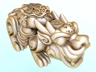 Pixiu money coin Bracelet - Unicorn  bracelet - 5 Size 3D Model Collection