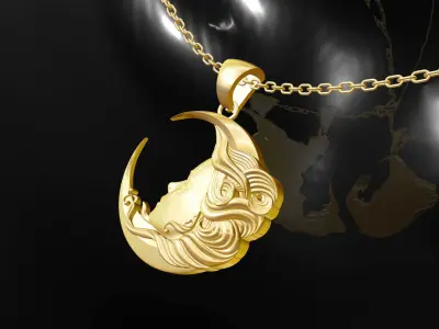 Beautiful Moon gold pendant jewelry 3D print model