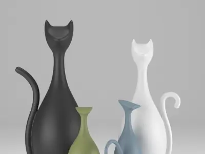 IA COLLECTION - DECORATIVE CERAMIC CATS Free 3D model