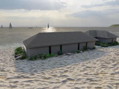 Beach Casa Scene-villa-modern house 3D model
