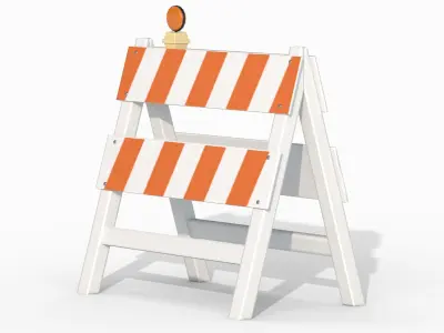 Wood Traffic Barrier Low-poly 3D model