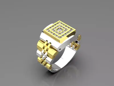 Luxury man Rolex design diamond ring model ror0032 3D print model