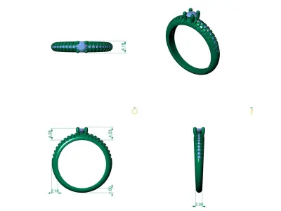 D-1835 diamond engagement ring gold 3D print model