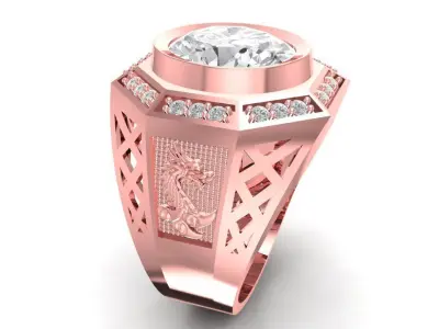 Geometric Signet Men Ring   610 3D print model