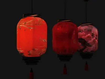 Chinese sheep skin lantern  Low-poly 3D model