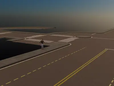 Modular Town Road Set Low-poly 3D model