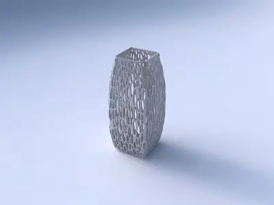 Vase rectangle with fine organic lattice 3D print model