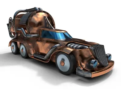 Car steampunk PBR low poly Low-poly 3D model