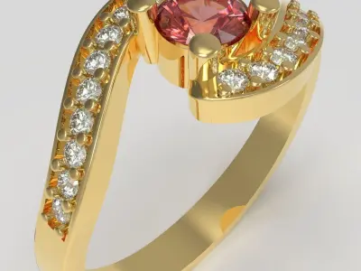 Bypass soltaire engagement ring 3D print model