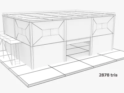 3D Industrial Building - Hangar Low-poly 3D model