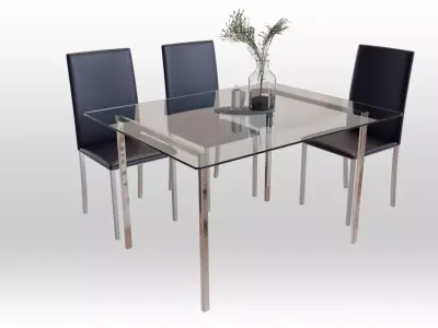Glass Dining Table Low-poly 3D model