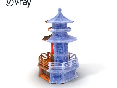 Traditional Pagoda Model Pack for Architectural Visualization Low-poly 3D model