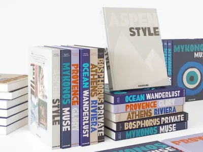 encyclopedia of assouline coffetable books travel blue 3D model
