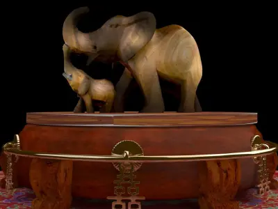 Chinese wooden elephant figure  3D model