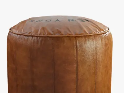 Pouf rond en cuir marron Leather Low-poly 3D model