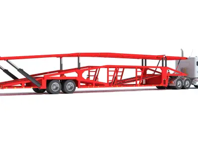 Car Carrier Semi Truck Trailer 3D model
