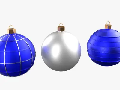 Christmas Tree Ornament Set3 - Blue White Low-poly 3D model