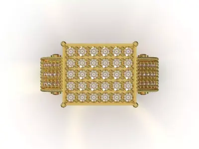 Pave Brow Champagne Diamond Signet Ring model jr00279 3D print model