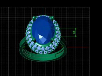 STL 3DM Print Ready Women Diamond Ring Lightweight Printable  3D print model 32