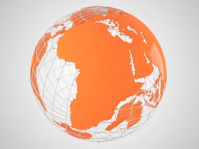 Globe News Skeleton Orange 3D model