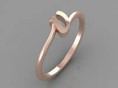 Alphabet Ring V 3D print model