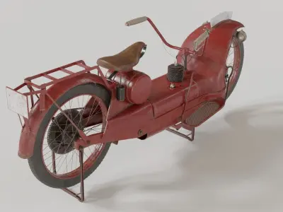1921 Ner-a-car classic bike red PBR textured model 3D model