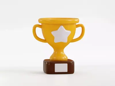 Cartoon Golden Trophy Low-poly 3D model