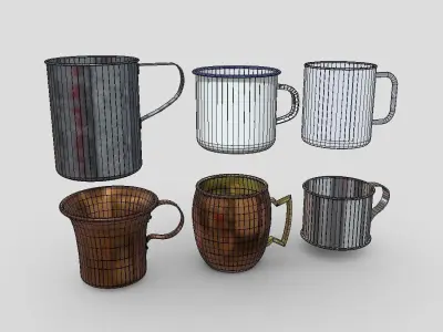 Mug Pack 2 Low-poly 3D model