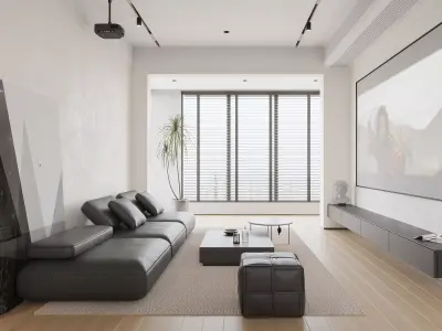 Modern living room dining room interior scenes 582 3D model