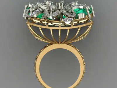 Emearld Pears with Daimonds on leaves 3D printable Ring 3D print model