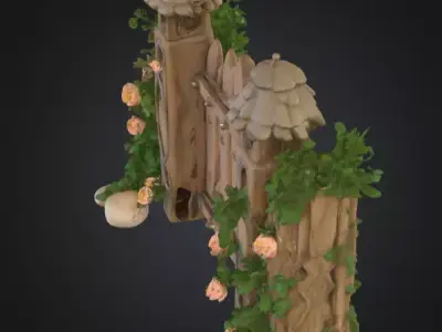Enchanted Garden Gate Low-poly 3D model