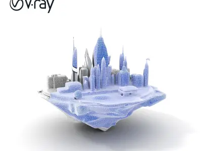 Futuristic Floating City Model Pack Low-poly 3D model purchase