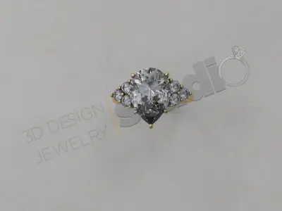 Brilliant diamond detailed ring  3D print model