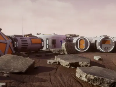 Space Mars Colony Scene 8K Textures and UnrealEngine Scene Low-poly 3D model