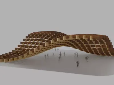 Waffle double Waves Structure 3D model