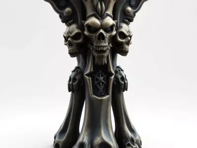 Gothic Skull Pedestal Fantasy Prop Low-poly 3D model