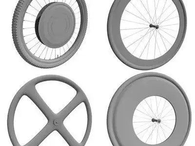 Detailed set of 4 Bike Wheels 3D model