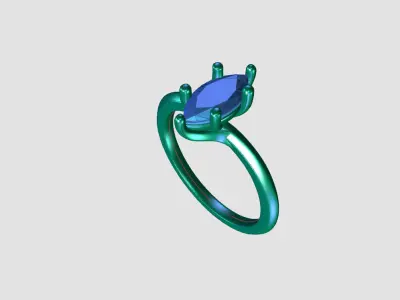 zdr140 engagement ring with marquise cut diamond 3D print model