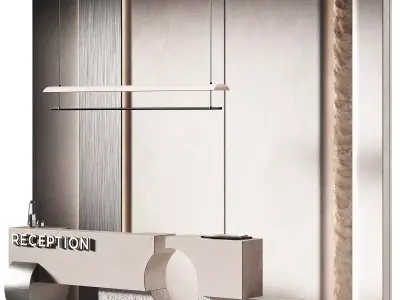 Reception desk Rough stone and Brushed Metal 3D model