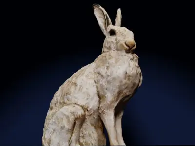 Realistic Hare Statue Low-poly 3D model