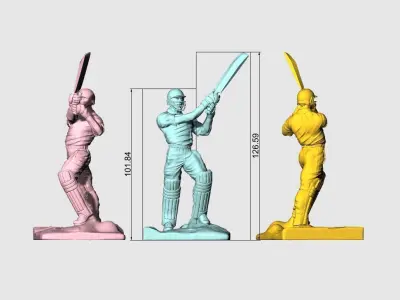 Miniature of Cricketer Sports man 3d printable high poly model 3D print model