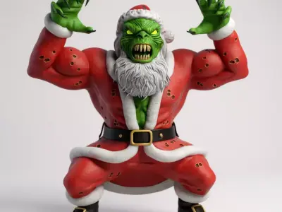 the grinch santa claus swole body figure 3D print model