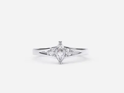 ZDR0163 engagement ring with marquise cut diamond 3D print model