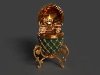 Faberge egg with carriage  Low-poly 3D model