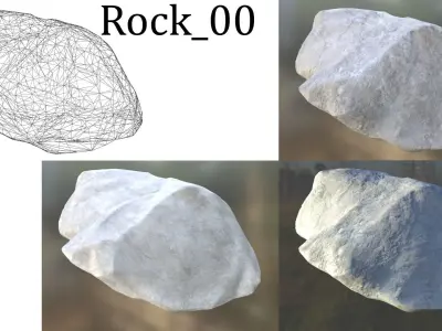 8x Rocks - grey-white - with LODs - Free low-poly 3D model